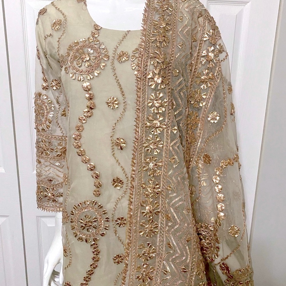 Embroidered Long goti Dress with Pants